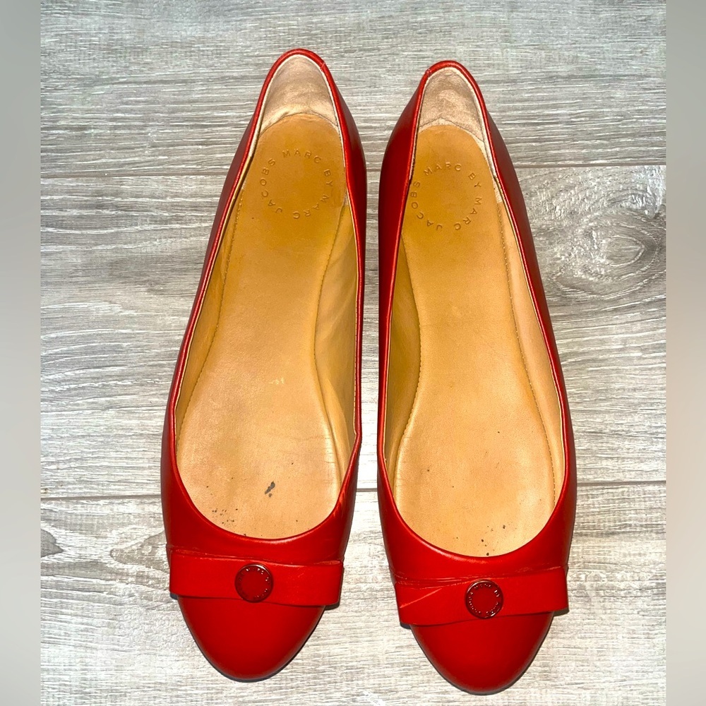 MARC BY MARC JACOBS Red Leather Ballet Flats Women’s 38.5